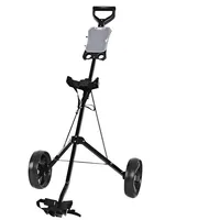 lifezeal 2 Rad Golftrolley Golfwagen mit Anzeigetafel, Golf Push Cart aus Eisen, Golfcaddy Golfkart mit Verstellbarer Gurt Schwarz