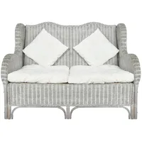 VidaXL 2-Sitzer-Sofa Grau Natur Rattan und Leinen