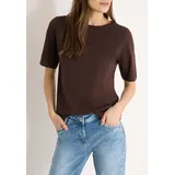 Cecil CECIL, Damen, Gr. XL (44), macchiato braun, Jersey, Obermaterial: 100% Baumwolle, unifarben, normal, hüftbedeckend, Rundhals, Shirts, aus Reiner Brown - XL