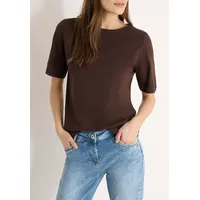 Cecil CECIL, Damen, Gr. XL (44), macchiato braun, Jersey, Obermaterial: 100% Baumwolle, unifarben, normal, hüftbedeckend, Rundhals, Shirts, aus Reiner Brown - XL