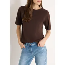 Cecil CECIL, Damen, Gr. XL (44), macchiato braun, Jersey, Obermaterial: 100% Baumwolle, unifarben, normal, hüftbedeckend, Rundhals, Shirts, aus Reiner Brown - XL