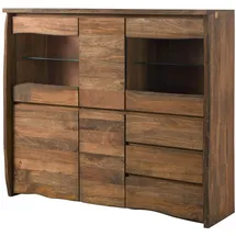MASSIVMOEBEL24.DE Highboard 166 x 48 x 145 cm Braun geölt
