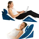 MKS Keilkissen Set 4-teilig | Ergonomisches Lagerungskissen für Rücken & Beine | Keilkissen Bett & Sofa mit Waschbarem Bezug | Lesekissen für Zuhause & Entspannung