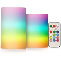 Kcldeci Flammenlose LED-Kerzen, Regenbogenfarben, batteriebetrieben, exquisit, 2 Stück, für den Innen- und Außenbereich, mit Fernbedienung, Hochzeitsdekoration