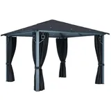 vidaXL Aluminium-Pavillon 3 x 3 m anthrazit inkl. Vorhängen