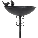 finehomegarden Vogeltränke Vogel Futterplatz Metall ArtFerro braun Ø22cm H109cm Futterstation, Rankstab Vogelbad Gartenstecker / Paket