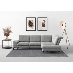 Ecksofa SIT & MORE "Cabana L-Form", silber, B:303cm H:84cm T:244cm, 100% Polyester, Sofas, Ottomane, wahlweise mit Sitztiefen-,Armlehnen- und Kopfteilfunktion