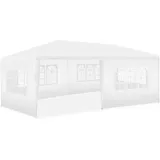 tectake® Pavillon 3x6, mit 5 Pavillon Seitenteile, mit Fenstern, wasserdichte Plane, großes Zelt mit UV-Schutz, Partyzelt, Balkon Sonnenschutz, Überdachung Terrasse, Unterstand - weiß