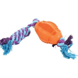 Zolux Rugby ball with 11 cm rope, Hundespielzeug