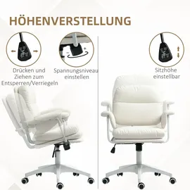 Homcom Bürostuhl mit Kippfunktion, gepolstert Schreibtischstuhl, höhenverstellbar Drehstuhl, bis 120 kg belastbar, Kunstleder, für Büro,