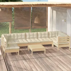 vidaXL Garten-Lounge-Set 8-tlg. creme Kiefernholz