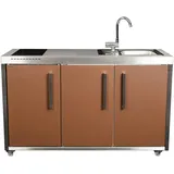 Outdoorküche Molb150-Ks, Braun, Edelstahl, Metall, 1 Schubladen, nur wie online abgebildet bestellbar, 157x98x62 cm, seitenverkehrt erhältlich, vormontierter Korpus, Gartenmöbel, Outdoor-Küchen