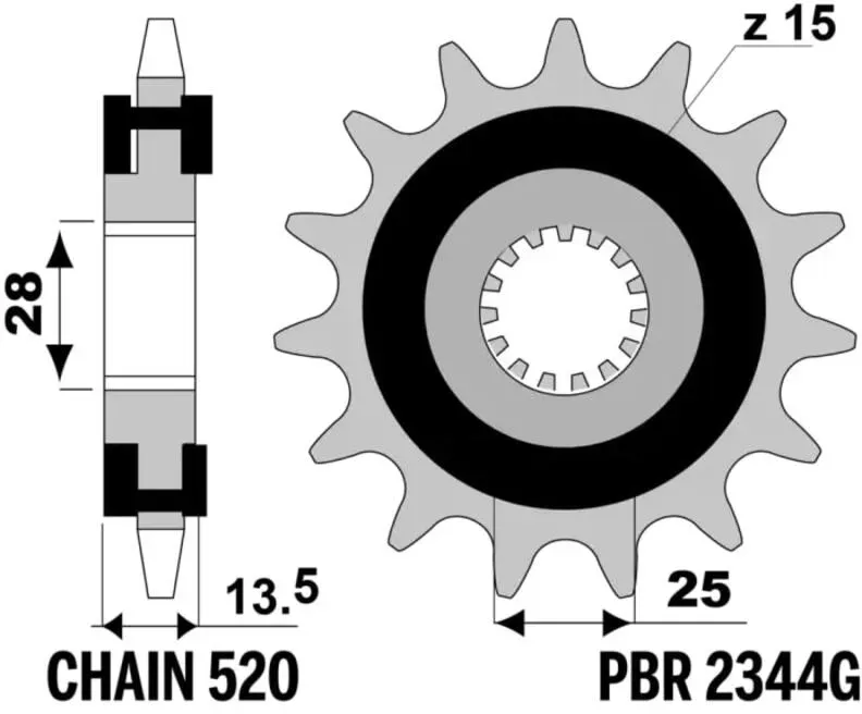 PBR Stalen geluidsvrij voorste tandwiel - 520
