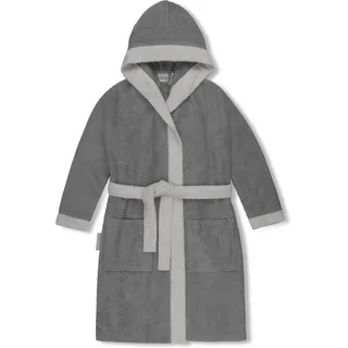 normani Kinder-Bademantel aus 100% Bio-Baumwolle mit Kapuze | Frottee Kapuzenbademantel mit oder ohne Tierbestickung Farbe Grau Größe 170/176 - 170-176