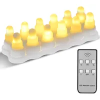 Flammenlose Led-kerzen Mit Fernbedienung, 12 Stück, 2 Geschwindigkeiten, 5 Helligkeitsstufen, Usb-aufladbar (warmweiß)