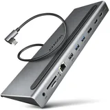 AXAGON HMC-4KX3 USB hub 3x USB-A 2x HDMI, DP, RJ-45, SD/microSD, audio, PD