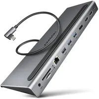 AXAGON HMC-4KX3 USB hub 3x USB-A 2x HDMI, DP, RJ-45, SD/microSD, audio, PD