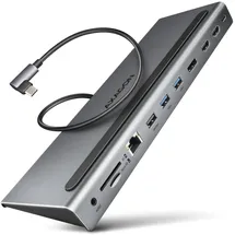 AXAGON HMC-4KX3 USB hub 3x USB-A 2x HDMI, DP, RJ-45, SD/microSD, audio, PD