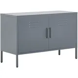 Beliani Sideboard Stahl grau matt 2 Türen 100 cm)