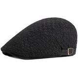 FOOKREN Herren Mütze Schiebermütze Baumwolle Schirmmütze Winter Flatcap (Schwarz-2) - 55-60