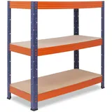 shelfplaza Schwerlastregal Metall 100x70x40 cm blau/orange 3 Böden