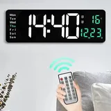 Große Digitale Wanduhr Mit Fernbedienung, Temperaturanzeige, Datums- Und Wochenanzeige, Ausschaltspeicher, Tischwanduhr, Doppelalarm, Led-uhren