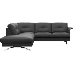 Ecksofa FLEXLUX "Glow, super bequem durch hochwertigem Sitzaufbau mit Federkern, L-Form", schwarz (deep schwarz), B:236cm H:81cm T:224cm, 100% Echteder, Sofas, Modernes skandinavisches Design