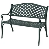 Goplus Gartenbank, Wetterfeste Metallbank, Aluminium-Parkbank mit Rückenlehne & Armlehnen, Outdoor Sitzbank für 2-3 Personen, für Garten, Balkon, Terrasse &