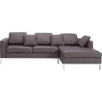 Beliani Ecksofa Braun Echtleder L-Förmig Linksseitig Modern Ottomane Wohnzimmer - Braun