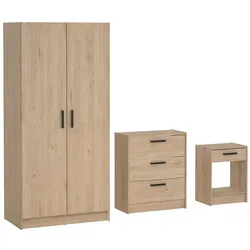 Schlafzimmer-Set INOSIGN "Escape für Schlafzimmer, Jugendzimmer", braun (jackson hickory), Spanplatte, Schlafzimmermöbel-Sets, bestehend aus Kleiderschrank, Kommode, Nachttisch