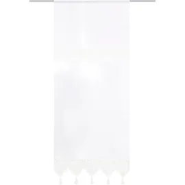 HOME WOHNIDEEN 54202 Fensterbehang/Türbehang Toni, Siebleinen mit Häkeleinsatz und Quasten, Farbe: Weiß, Maße: (80 x 60 cm)