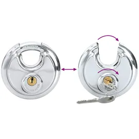 vidaXL Diskusschlösser mit Schlüsseln 2 pcs Silber 7 x 2,4 x 7 cm
