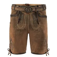 FUCHS Trachtenlederhose Lederhose kurz Daniel hellbraun (3-tlg) inkl. Gürtel und Hosenträger braun 48