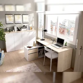 Dmora Eckschreibtisch Ddiaw Eiche / Weiß