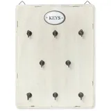 Moritz Schlüsselbrett 25x33cm Keys 8 Haken weiß, Schlüsselboard beige|weiß