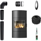 Kaminofen aus stahl KRATKI AB/S/2/ROLLO Hoch Ø 150 10 kW schwarz Verkleidung