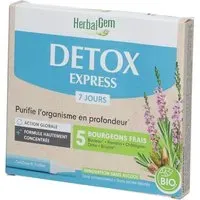 HERBALGEM - Detox Express 7 Jours Purifie L'Organisme En Profondeur Complément Alimentaire Gemmothérapie Formule Hautement Concentrée Action Globale 5 Bourgeons Frais Bio 7x10ml Goutte(S) Orale(S) pc(s)