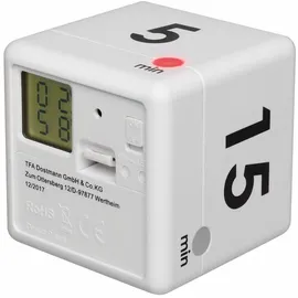 TFA Cube Timer Digitaler Kurzzeitmesser 6 x 6 x 6 cm Weiß