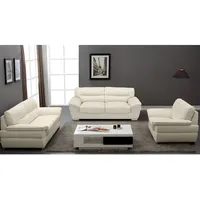 Vente-unique-Couchgarnitur Leder 3+2+1 - Elfenbein - Thibault