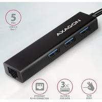 AXAGON HMC-GL3A USB-C-Hub 3x USB-A Gbit-LAN schwarz