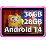 FASTWD Tablet Kinder 10 Zoll Android 14 Tablet,36GB RAM +128 GB ROM (Erweiterbar SD),1280 * 800 IPS Display,5G WiFi,Bluetooth 5.0,Spiele, Kindersicherung,Bildung Tablets(Rosa)