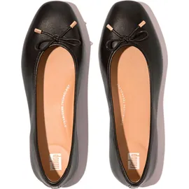 FitFlop Delicato Bow Soft Leather Ballet Flats, Schwarz, 36 EU