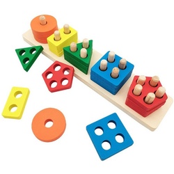 XDeer Lernspielzeug Montessori Spielzeug,Stapel und Sortierspielzeug,Holzspielzeug, Bausteine Spielzeug Lernspielzeug als Geschenke für Kleinkinder gelb