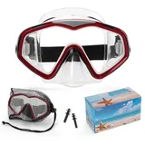 Taucherbrille Erwachsene,Verstellbares Schwimmbrille mit Nasenschutz,Tauchmaske 180°Weitwinkel Antifog Schnorchelmaske mit HD Gehärtetes Glas für Schnorcheln Schwimmen