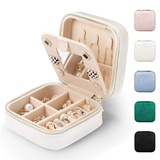 Etercycle Schmuckkästchen Reise, Samt Schmuckschatulle mit Spiegel Tragbare Schmuckbox Schmuckaufbewahrung für Ringe, Ohrringe, Halsketten und Armbänder (Beige)