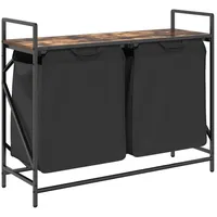 VidaXL Wäschekorb 2 Fächer mit Ablage Räuchereiche