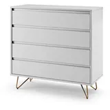 SalesFever Schubladenkommode 90 x 90 x 40 cm Weiß/Gold