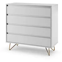 SalesFever Schubladenkommode 90 x 90 x 40 cm Weiß/Gold