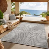 SIMPEX Kurzflor Teppich 160x230 cm Grau Wohnzimmer, Schlafzimmer, Küche, 3D Hoch-Tief-Effekt, Skandinavisch Boho Motiv, für Outdoor Bereich geeignet Terrassen oder im Balkon