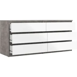 Home Affaire Kommode Naia, 6 Schubladen im skandinavischen Design, Breite 158 cm, Viel Stauraum mit griffloser Front, in mehreren Farben grau